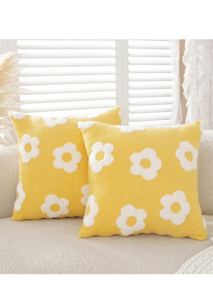 2 piezas Fundas decorativas de almohada con estampado jacquard floral 3D, adecuadas para la sala de estar y el dormitorio, para primavera/verano (solo fundas, sin relleno de almohada)