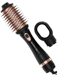 Hair Dryer Brush Straightener Curler With Dryer Nozzle Cadence Black And Rose ESC800 Bivolt 1200w Powerful Drying Curling Straightening Adding Shine For Straight And Curly Hair Volumizing - 黑色 - 查看 3
