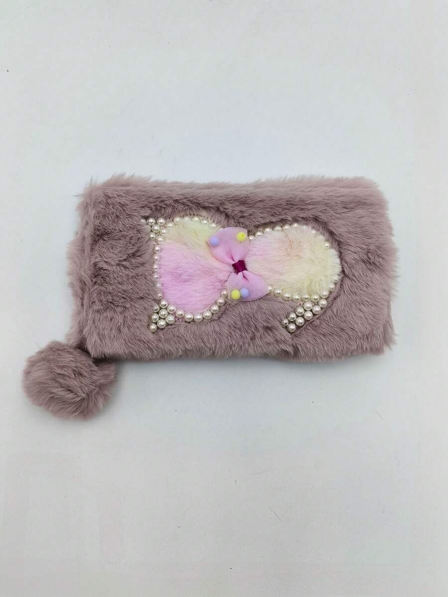 Billetera Cartera Bolso De Mujer De Peluche. - Oro rosa - Ver 1