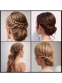 2/4/8pcs 3D Crystal Faux Pearl Stickers, Shiny Gold Crystal White Faux Pearl Hair Accessories Stickers, Self-Adhesive Rhinestone Stickers, Bridal Birthday Party Crystal Hair Decor, Women Girls Fashion Accessories, Hair Decor Tools, 3/4/5/6mm, Suitable For Nails, Crafts, Festival, Music Festivals, Mother's Day, Spring/Summer Hair Accessories, DIY Hair Decor, Holiday, Travel - Multicolor - View 6