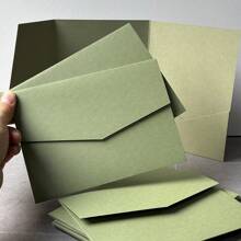 25pcs Tri-Fold Pocket Wedding Invitation Cards With Envelopes, Simple Invitation Cards For Engagement, 15th Birthday, Christening, DIY Invitations, 5*7 Inch Invitations, Pocket Invitations, Customized Invitations, Best Gifts, Wedding Decorations, Home Decor, Room Decor, Party Favors, Bridal Shower, Bachelorette Party Decor - Green - View 8