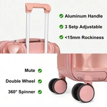 SOMAGO 4 In 1 Luggage Sets Hardside ABS Spinner Suitcase With 2 Travel Bags TSA Lock YKK Zipper 20"+24"+28" Suitcase Sets With 8 Silent Swivel Wheels, Diamond Pattern Surface - 玫瑰金 - 查看 3