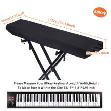 61 键电子钢琴罩、88 键电钢琴罩、电子数码钢琴防尘罩、保护罩，适用于 61 键电子钢琴和 88 键电钢琴。透气、可机洗、尺寸可调、易于使用。 - 黑色 - 查看 12