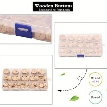 150PCS / Box Mixed Size Wooden Buttons Round 2 Holes Buttons Buttons For Clothing Sewing Buttons Sewing & Knitting Supplies DIY Buttons For Crafts Decorative Buttons Scrapbooking Arts & Crafts Supplies.