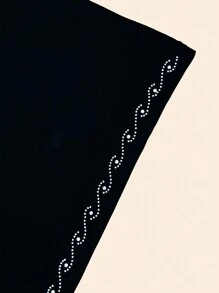 1pc Soft Solid Color Chiffon Face Scarf Veil Women Niqab Glitter Skin Friendly Casual Hijab - Small Wave Black - View 6