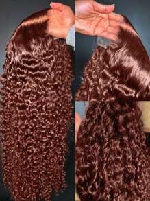 200% Density Copper Brown 5x5 HD Lace Closure Wigs Human Hair Water Wave 30 Inch Auburn Reddish Brown Colored Wet And Wavy Glueless Wigs  Human Hair For  Women Pre Plucked Natural Hairline - S33 - 查看 2