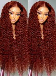 200% Density Copper Brown 5x5 HD Lace Closure Wigs Human Hair Water Wave 30 Inch Auburn Reddish Brown Colored Wet And Wavy Glueless Wigs  Human Hair For  Women Pre Plucked Natural Hairline - S33 - 查看 8