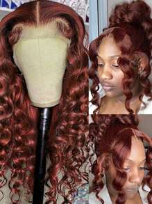 200% Density Copper Brown 5x5 HD Lace Closure Wigs Human Hair Water Wave 30 Inch Auburn Reddish Brown Colored Wet And Wavy Glueless Wigs  Human Hair For  Women Pre Plucked Natural Hairline - S33 - 查看 9