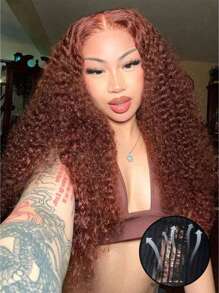 200% Density Copper Brown 5x5 HD Lace Closure Wigs Human Hair Water Wave 30 Inch Auburn Reddish Brown Colored Wet And Wavy Glueless Wigs  Human Hair For  Women Pre Plucked Natural Hairline - S33 - 查看 1