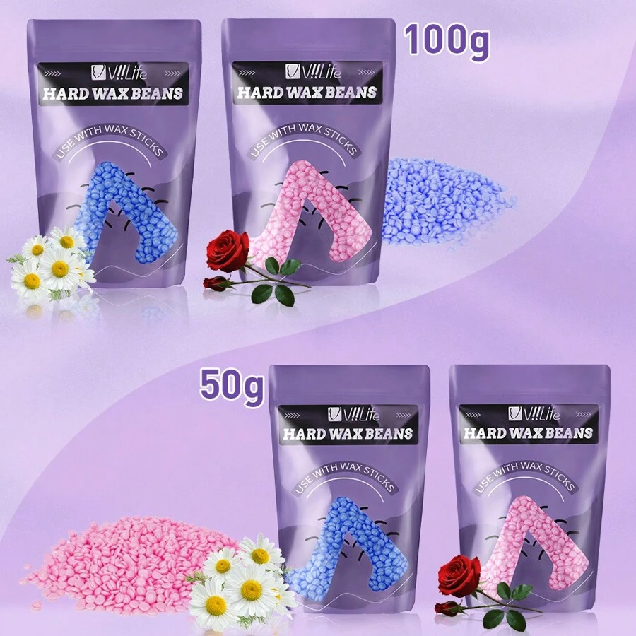 Viilife 无痛脱毛蜡豆,50g/100g,多用途硬蜡珠,适用于身体、面部、腿部、巴西式脱毛 - 适用于所有皮肤类型,居家脱毛套装,让肌肤持久光滑 - 彩色 - 查看 1