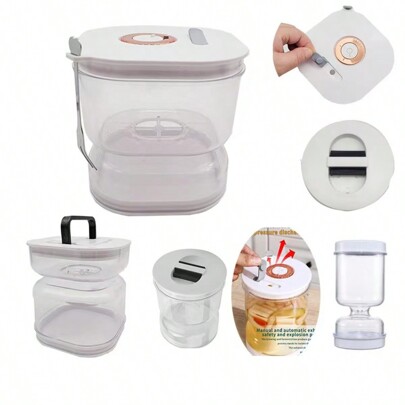 1 Stück Plastik Einlegeglas mit transparentem Deckel, gute Versiegelung, geeignet zum Einlegen und Lebensmittellagerung, kann verwendet werden zum Aufbewahren von Oliven, Kimchi und Gewürzen, geeignet für Haushaltsorganisation in Körben, Kisten und Behältern