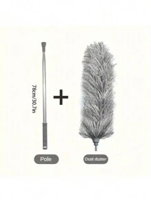 Một mảnh, Chổi lau bụi bằng sợi nhỏ (Thép không gỉ) có cán dài, Cán dài hơn với đầu có thể uốn cong, Chổi lau bụi có thể thu vào để vệ sinh quạt trần cao, mái nhà trong nhà, mạng nhện, bụi kẽ ướt hoặc khô, Vật dụng vệ sinh, Dụng cụ vệ sinh - Nhiều màu - Xem 8