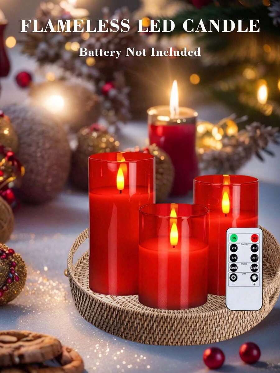 1/3 Stück Acryl Flackernde LED batteriebetriebene dekorative Tischkerzen, Acrylglas Kerzenlampen für Innenraumdekoration zur Hochzeit, fernbedienbare Fake-Kerzen, 4/5/6 Zoll, Valentinstag Dekoration