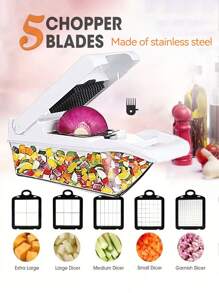 26 合 1 带手柄蔬菜切碎机、多功能蔬菜切片机和切丝机、螺旋切片机、曼陀林切片机、带容器的水果沙拉切丁机、适用于番茄、土豆、大蒜、蔬菜、胡萝卜、厨房工具