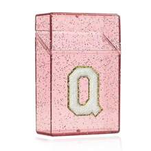 1PC Snowflake Cigarette Case Cigar Tobacco Holder Lighter Storage Box Moisture-Proof And Pressure-Proof Plastic Shiny Cigarette Storage Boxes Embroidered Three-Dimensional Lnitial Letter A To Z Transparent Cigarette Case Ladies Men Gift 20pcs Smoking Accessories - Pink - View 15