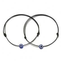 1 Set Of 2 Handmade Evil Eye Decor Bracelets, Adjustable Friendship Bracelets Suitable For Boys, Girls, Daily Wear Or Gift For Friends - Multicolor - View 16