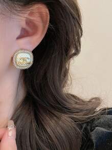 1pc Fashionable Rhinestone Letter Earrings, Luxury Elegant Personalized Earrings, New Style 2024 Popular - Small Fragrant Earrings - View 4