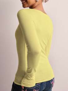 Women's Autumn And Winter Casual Elegance With Long Sleeve Solid Color T-Shirt