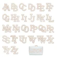 26 Pcs Pearl Rhinestone Letter Patches, Self Adhesive Pearl Rhinestone Letter Patches A-Z Bling Rhinestone Letter Stickers Glitter Rhinestone Alphabet Appliques Initial Letter Sticker, Pearl Letters Patches Stick For DIY Clothes Bags Hats Backpacks - Multicolor - View 9