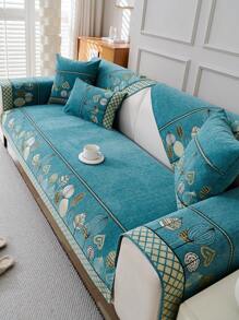 1pc Bohemian Sofa Seat Cushion Cover, Modern Minimalist Chenille Anti-Dust Anti-Slip Sofa Protector, Washable, Fashionable, Warm, Color-Fast, Pet-Friendly, Suitable For Bedroom, Office, Living Room, L-Shaped Sofa And 1/2/3/4 Seater - Blue - View 5