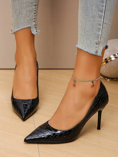 Pointed Toe High Heel Shoes 2023 New Collection, Non-Fatigue Professional Plus Size Commuting Chic Versatile Pumps, Sexy Low-Cut Black