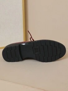 女式系带牛津鞋，学院风，黑色，百搭，大码平底鞋，春季