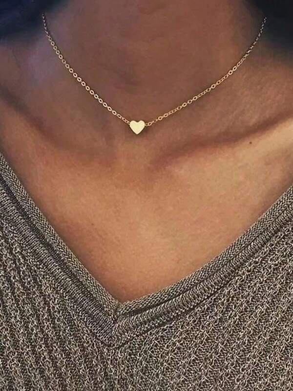 Aomogo Stainless Steel Necklaces Cute Heart Korean Fashion Style Men Chain Necklace For Women Jewelry Collar Pendant Friends Gifts NEW Valentines,Mom,Mother,Mother's Day,Gift