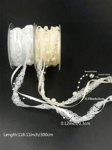 1 件 - 3 米珍珠链蕾丝丝带花卉装饰适用于婚礼和生日庆祝 DIY 装饰配件（不含卷轴）、圣诞节情人节 - 彩色 - 查看 4