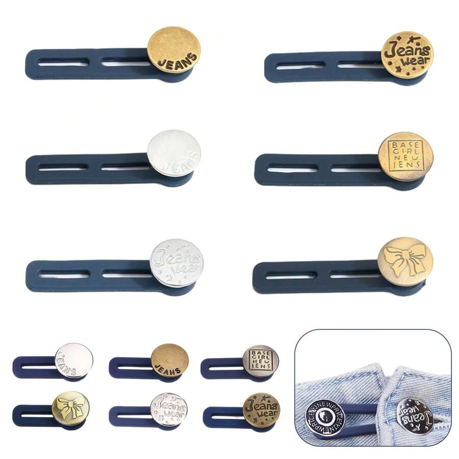 Bộ 12 nút mở rộng cho quần, nút mở rộng eo quần, nút mở rộng đàn hồi có thể điều chỉnh, nút mở rộng không cần khâu, nút mở rộng cổ áo cho áo sơ mi nam nữ (3 màu) - Nhiều màu - Xem 1