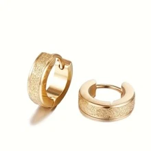 Unisex Matte Circular Hoop Earrings, Casual Style, 304 Stainless Steel, Non-Magnetic, Suitable For Daily Wear Jewelry For Men And Women - Multicolor Earrings - View 11