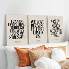 3件套基督教墙饰，腓立比书圣经经文，现代基督教经文，宗教帆布墙贴，适用于卧室、客厅、走廊，简约圣经经文印刷品，家居装饰海报，墙面艺术，家居装饰，海报艺术礼物，生日毕业礼物 - 彩色 - 查看 8