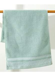 1pc Geometric Patterned Bath Towel, Super Soft & Absorbent For Bathroom, Gym, Hotel, Daily Use Back To School For Beauty Salon Home Bathroom - Green - View 4