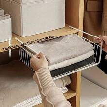 2pcs/1pc Under-Desk Hanging Layered Storage Basket, Student Dorm Room Wardrobe Desk Organizer Rack, Kitchen Spice Rack