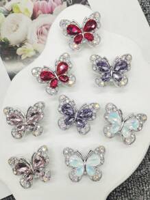 2PCS Bling Rhinestone Resin Butterfly Shoe Lace Charms Funny Shoelaces Buckles DIY Decorations Luxury Shoe Clips Accessories Decor For Women Sneakers - 2 - View 4