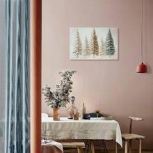 1pc Art Deco Textured Canvas Wall Art - Minimalist Abstract Evergreen Trees Print, Wooden Framed, Modern Rustic Nature-Inspired Home Decor For Living Room And Bedroom - 12*16inch(30*40cm) - View 5