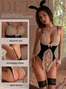 Conjunto de lencería sexy de Body entero tipo conejita. No incluye brazaletes, diademas ni medias.