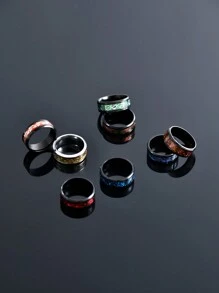 8pcs Vintage High-End Accessories Chinese Dragon Stainless Steel Rings, Multi-Color Chinese Dragon Pattern Rings For Men