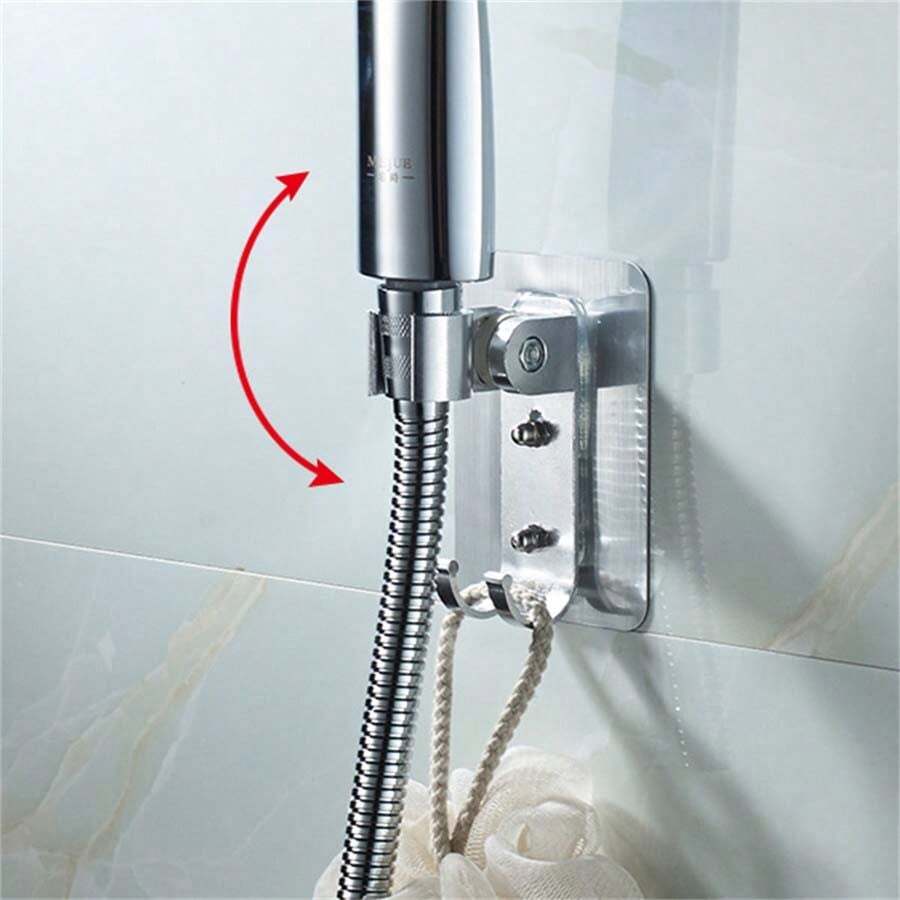 Supporto Per Soffione Doccia Regolabile 16-28 Mm - Staffa Con 2 Ganci, Rotazione 360°, Antiscivolo, Installazione Facile Senza Fori