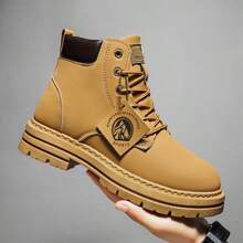 Heren Modieuze Klassieke PU Leren Laarzen, Nieuwe Casual Plus Size Laarzen, Hoge Top Veterschoenen Comfortabele Duurzame Casual Wandelschoenen, Trekkinglaarzen, Geschikt Voor Buitenactiviteiten Voor Mannen, Klassieke Kleurstelling, Duurzaam En Comfortabel, Dikke Zool, Geschikt Voor Alle Seizoenen