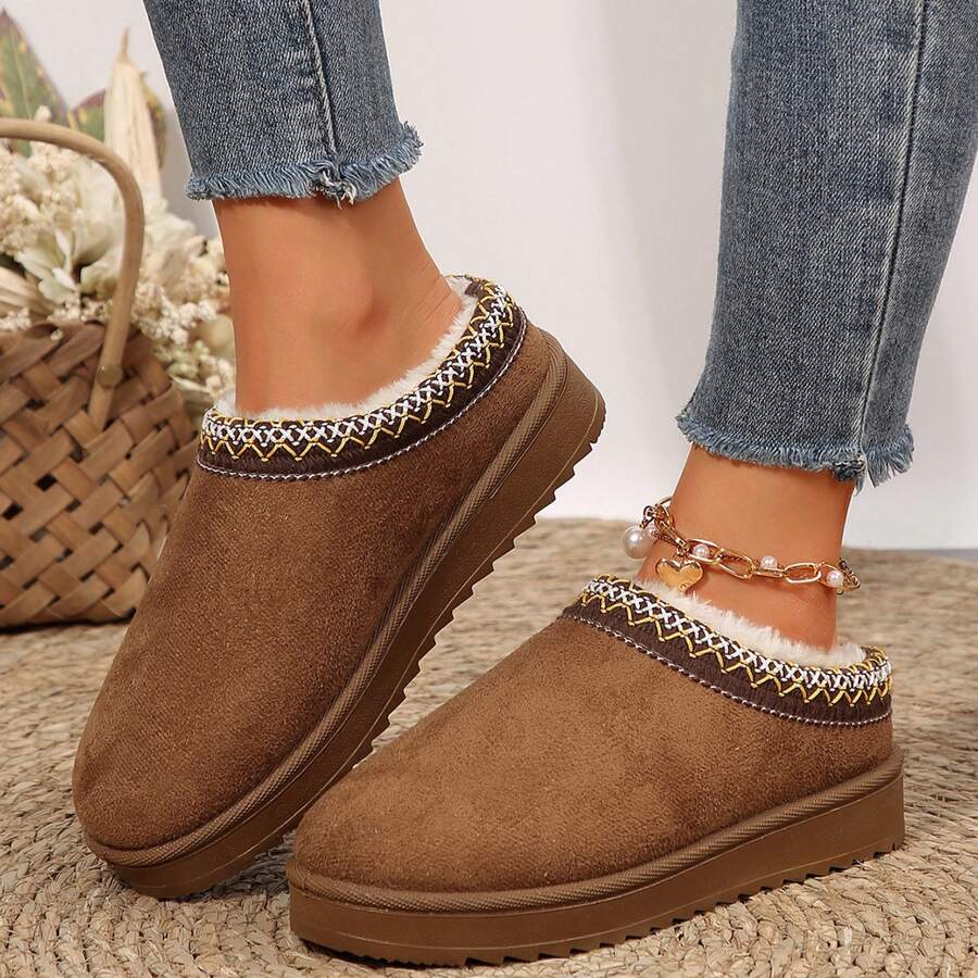 Women's Warm And Durable Shoes For Outdoor Non Slip Comfort-Platform Snow Boots And Winter Slippers With Thickened Flat Soles - 黃色 - 查看 1