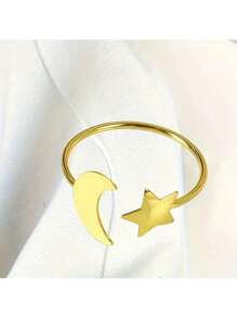 5 pièces Porte-serviettes étoile et lune, convient pour anniversaire, mariage, Saint-Valentin, Pâques, décoration de table, fête, rassemblement familial, décoration de la maison, fournitures pour fête à thème, accessoires de cuisine