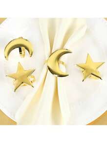 5 pièces Porte-serviettes étoile et lune, convient pour anniversaire, mariage, Saint-Valentin, Pâques, décoration de table, fête, rassemblement familial, décoration de la maison, fournitures pour fête à thème, accessoires de cuisine