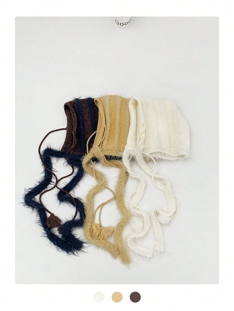 1pc Solid Color Fleece Knit Hat, Suitable For Outdoor Wear In Autumn/Winter - Multicolor - View 1