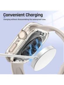 1 pezzo Custodia protettiva trasparente a copertura a 360 gradi + Pellicola protettiva in vetro temperato, Guscio impermeabile per orologio compatibile con Apple Watch 40/41/42/44/45/46/49mm, Compatibile con Apple Watch Ultra/SE Serie 11/10/9/8/7/6/5/4, Accessorio per smartwatch - Trasparente - Visualizzare 5