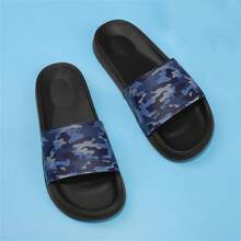 Men Solid Minimalist Hollow Camouflage Strap Slides, Lightweight Comfortable Slip-On For Shower, Bathroom, Home, Outdoor, Beach, Sports, Anti-Slip, Fashionable Large Size Sandals - Camouflage Blue - View 5