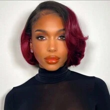 13x4 Transparent Lace Front Wigs For Women Highlight Colors Straight Pixie Cut Wigs Short Bob Human Hair Wigs Natural Color Brown 1B99J Party Cosplay Wig