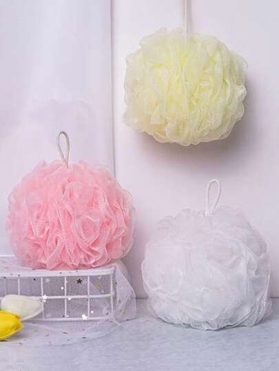 5pcs/3pcs/1pc SoftTouch Loofah Bath Sponge - Gentle Exfoliation, Back Massage, Bathing - Multi-Color Bubble Bath Balls With Hanging Rope And Comfortable Mesh, Providing Spa-Like Experience