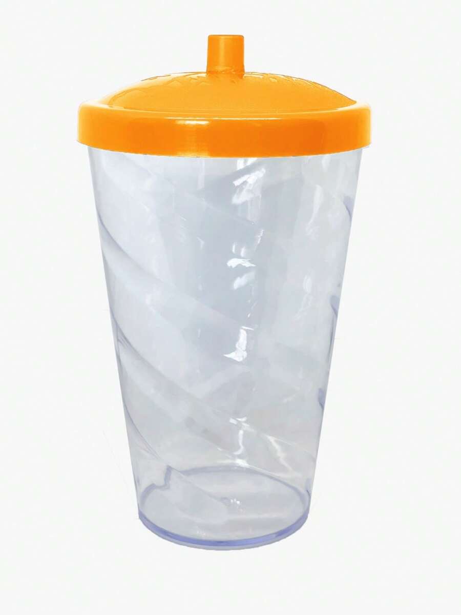 15 Twister Cups 400ML Colored Lid And Transparent Straw - 橘色水晶玻璃 - 查看 1