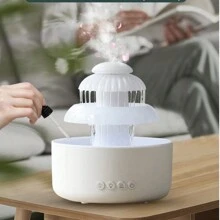 Humidificateur pour chambre à coucher avec son de pluie et veilleuse 7 couleurs, humidificateur à brouillard froid, humidificateurs avec 10 heures de fonctionnement, diffuseur d'huiles essentielles, humidificateur d'air pour chambre à coucher, maison, bureau, cadeau parfait