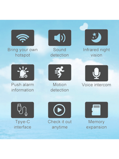 1pc Wit High Definition Mini Camera, Bidirectional Voice Call, Night Vision, Real Time Motion Detection Alarm, Multi Live View, Continuous Recording, Indoor Outdoor Monitoring, Spy Camera view 9